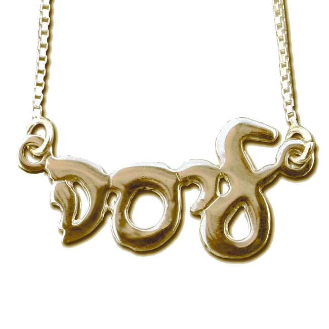 Gold Plated Hebrew Name Script Necklace